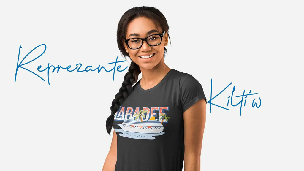 Smiling Woman Wearing A Black Labadee T-Shirt From AyiTee