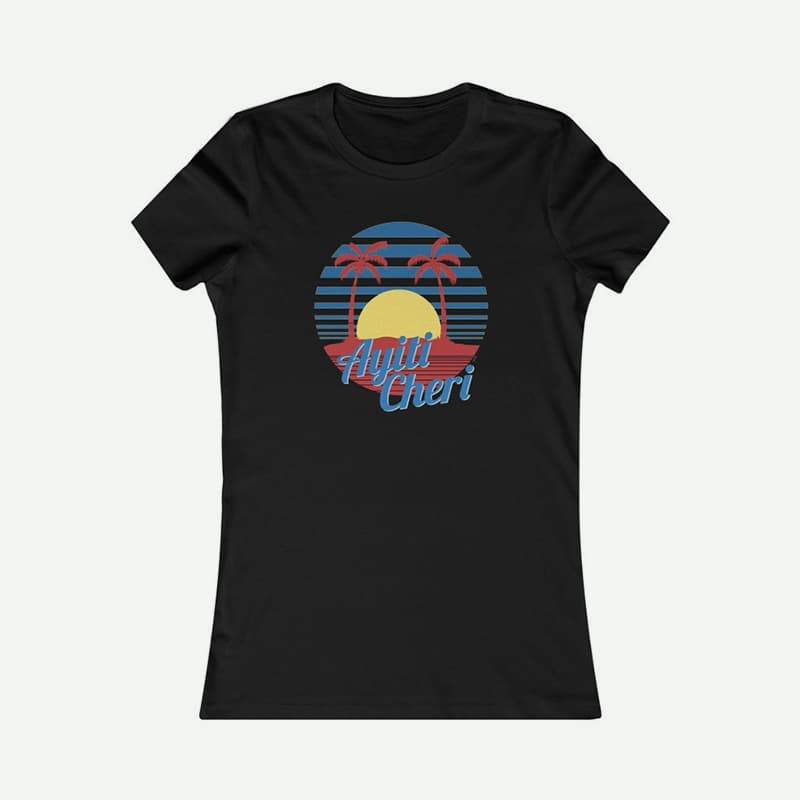 Flat Lay Of A Black Ayiti Cheri T-Shirt From AyiTee