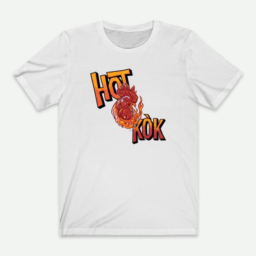 Flat Lay Of A White Hot Kok T-Shirt From AyiTee