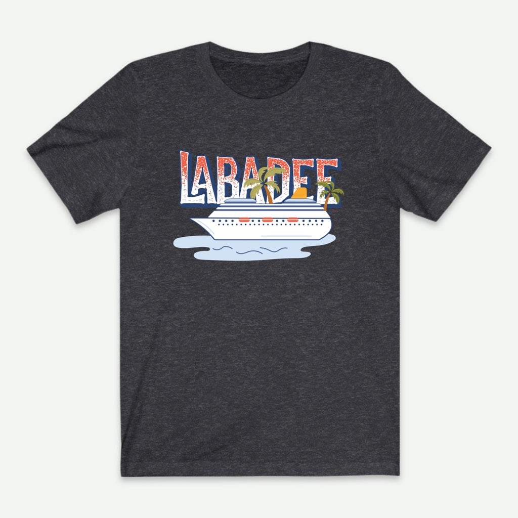 Flat Lay Of A Dark Grey Heather Labadee T-Shirt For Men From AyiTee