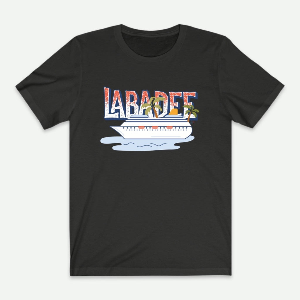 Flat Lay Of A Vintage Black Labadee T-Shirt For Men From AyiTee