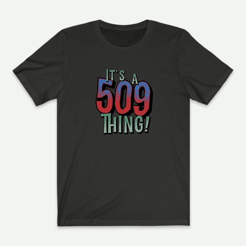 Flat Lay Of A Vintage Black It's A 509 Thing T-Shirt For Men From AyiTee