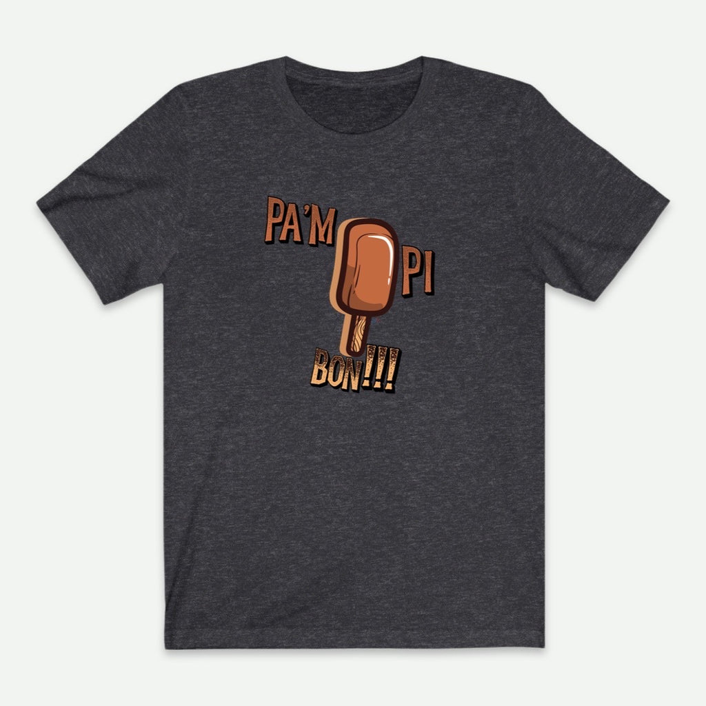 Flat Lay Of A Dark Grey Heather Pa'm Pi Bon T-Shirt From AyiTee