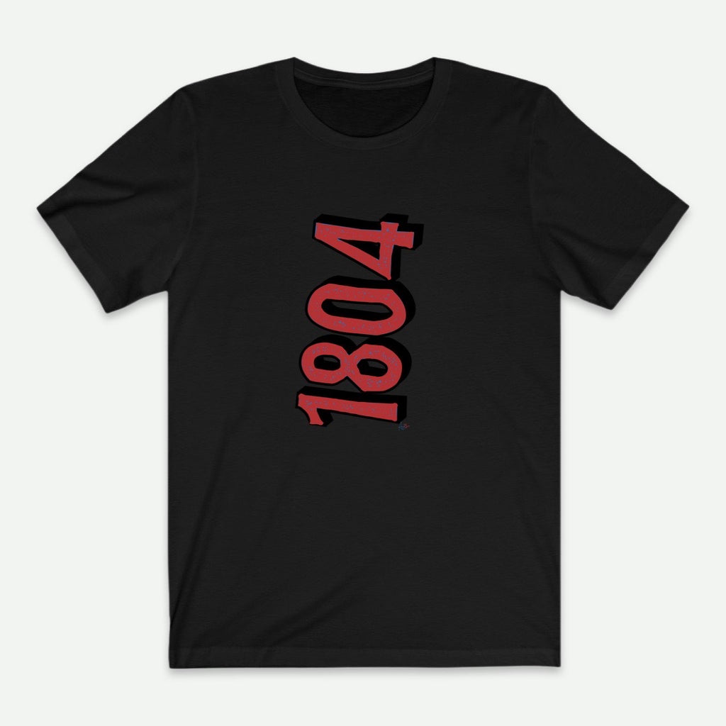 Flat Lay Of A Black 1804 T-Shirt For Men From AyiTee