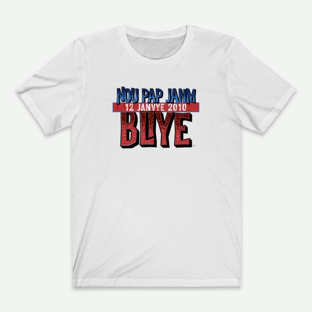 Flat Lay Of A White Nou Pap Janm Bliye T-Shirt For Men From AyiTee