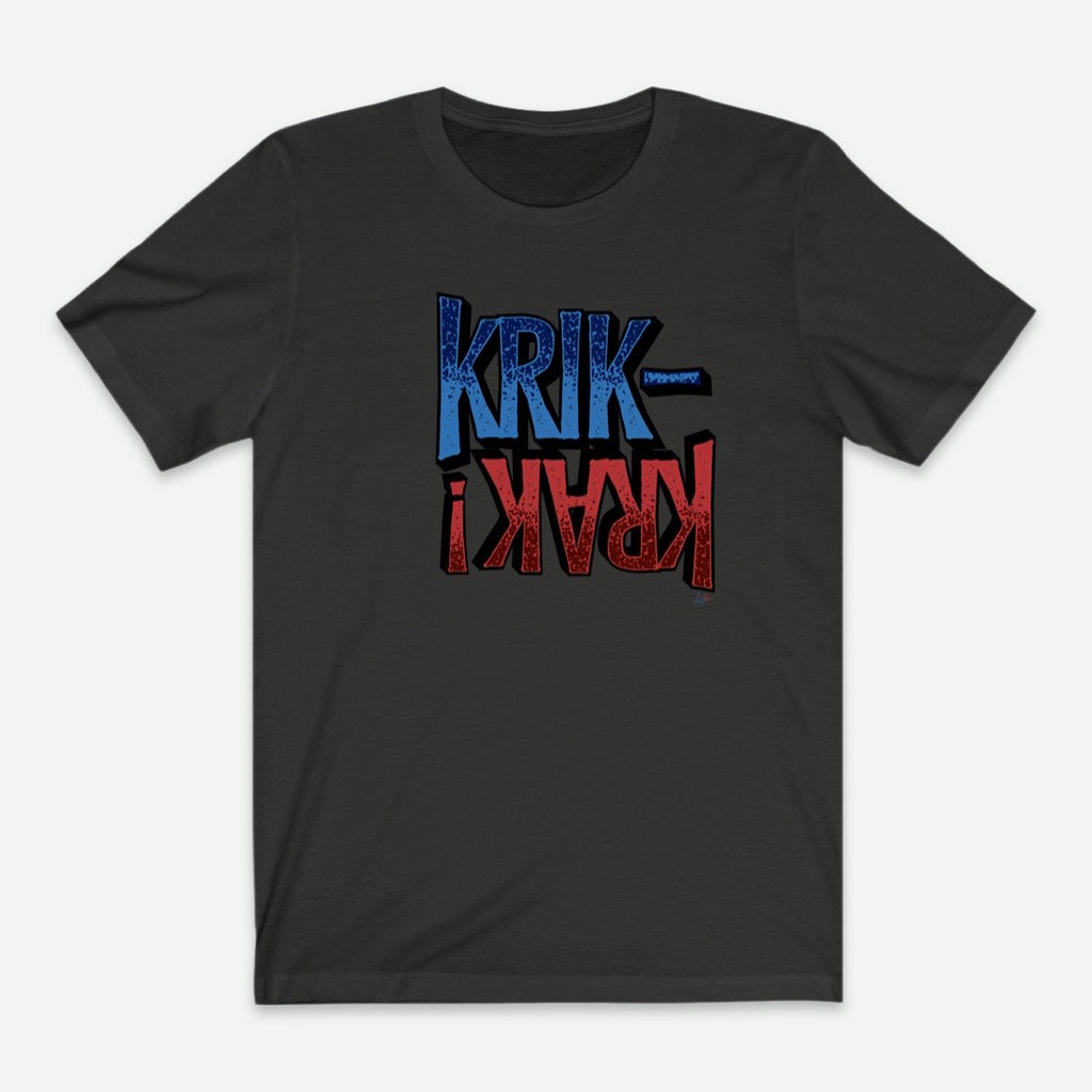 Flat Lay Of A Vintage Black Krik Krak T-Shirt For Men From AyiTee