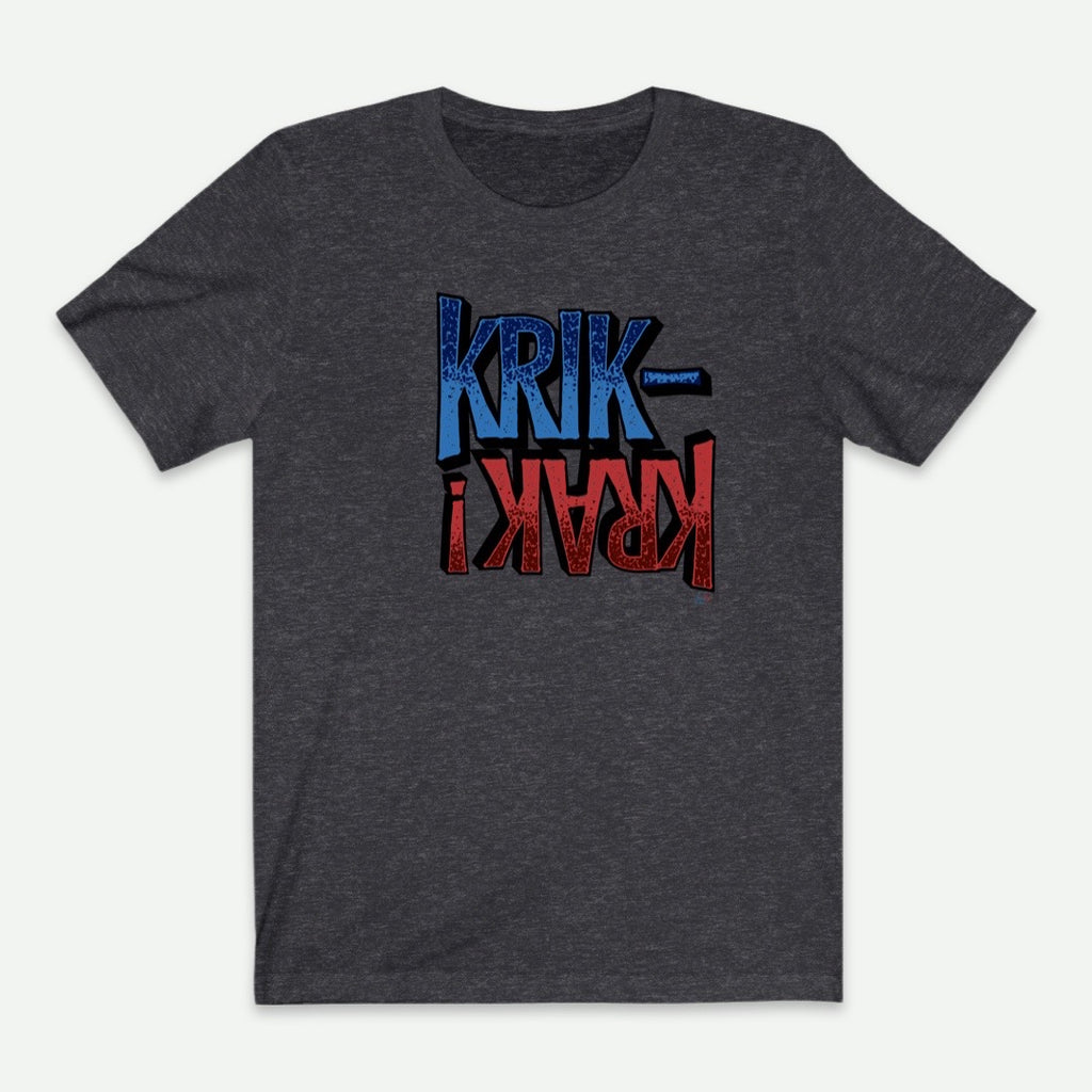 Flat Lay Of A Dark Grey Heather Krik Krak T-Shirt For Men From AyiTee