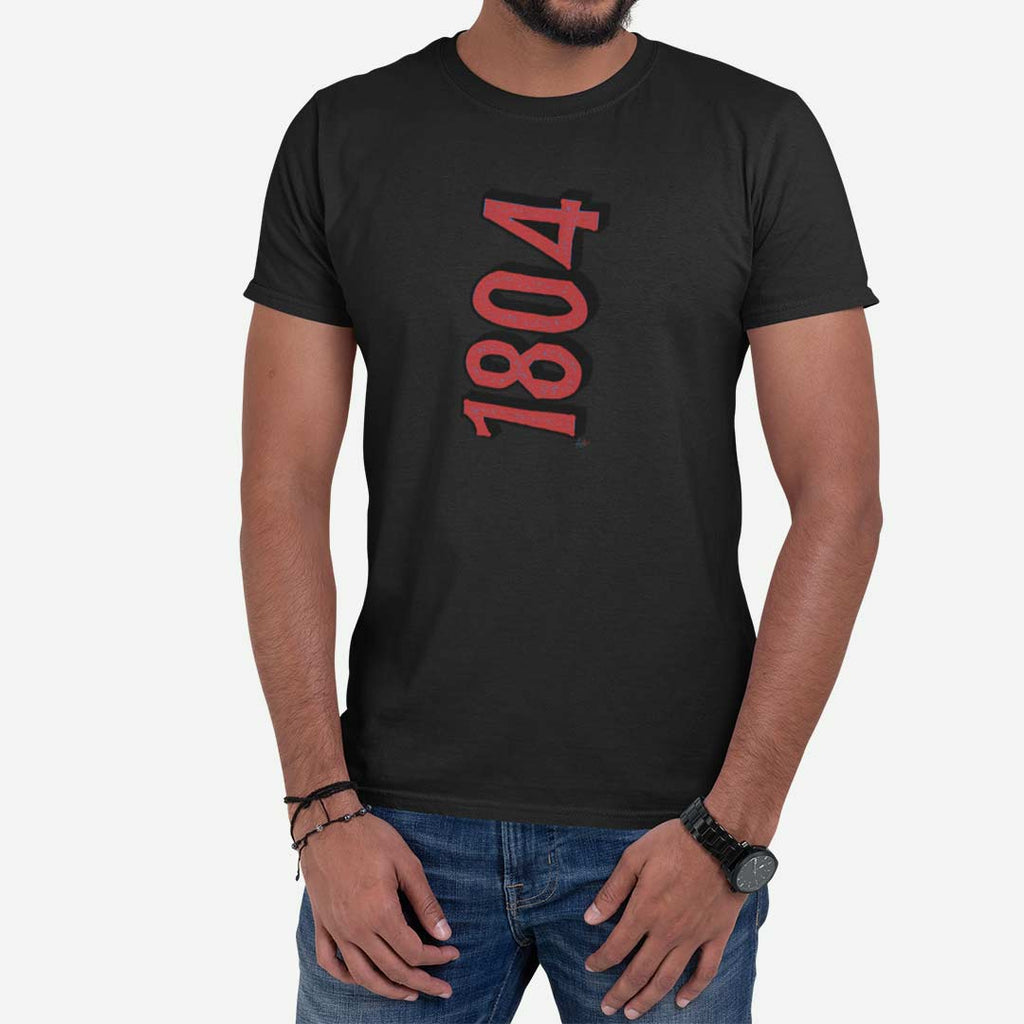 Male Model Wearing A Black 1804 T-Shirt For Men From AyiTee